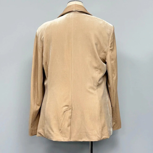 INC Velvet Blazer Women’s Plus Size XXL 2X Champagne Single Button Jacket Velour - Picture 4 of 8